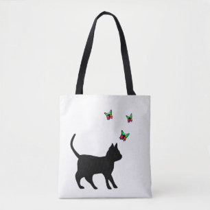 Bolso De Tela Gato negro con mariposa