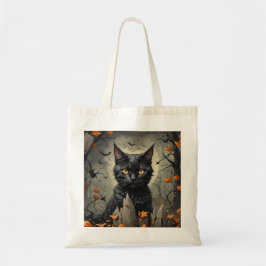 Bolso De Tela Gato negro con murciélagos