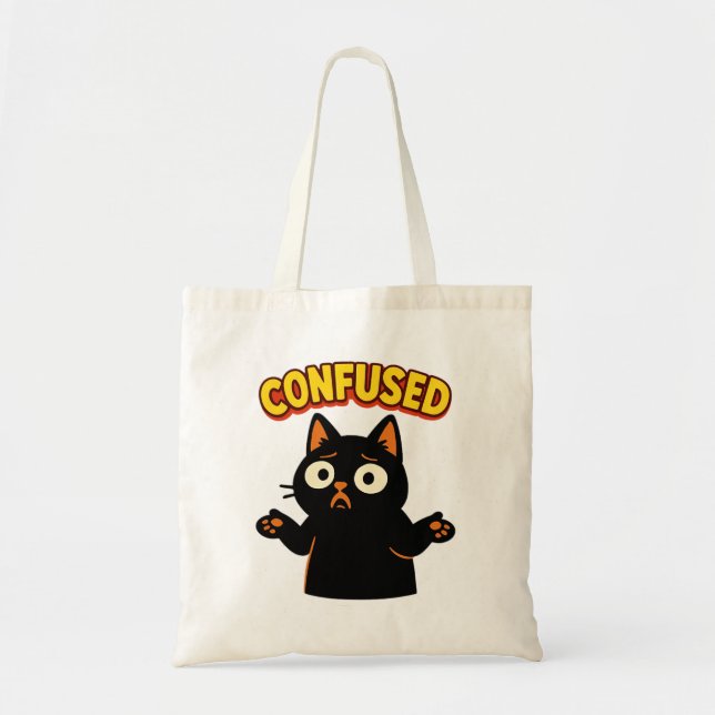 Bolso De Tela Gato negro confuso (Frente)