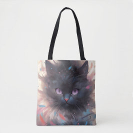 Bolso De Tela Gato negro de acuarela mística | Gato corto
