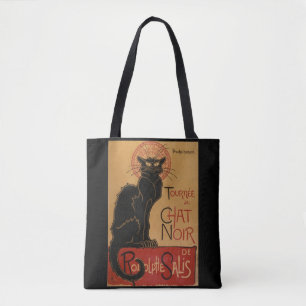 Bolso De Tela Gato negro de Art Nouveau Le Chat Noir del vintage