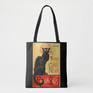 Bolso De Tela Gato negro de Art Nouveau Le Chat Noir del vintage