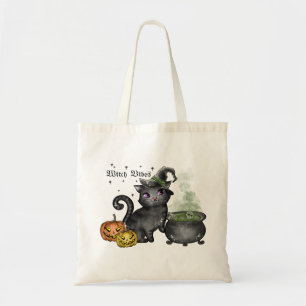 Bolso De Tela Gato negro de bruja Vibes de bruja