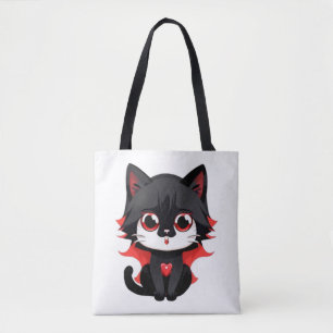 Bolso De Tela Gato negro de color rojo