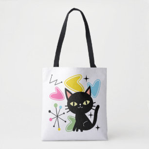 Bolso De Tela Gato negro de Mid Century