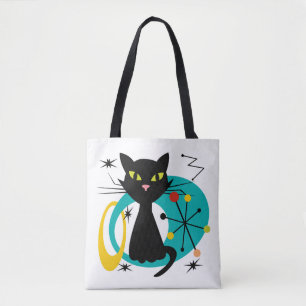 Bolso De Tela Gato negro de Mid Century