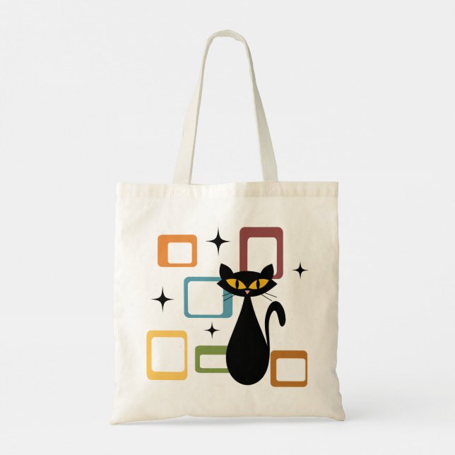 Bolso De Tela Gato negro de Mid Century (Reverso)