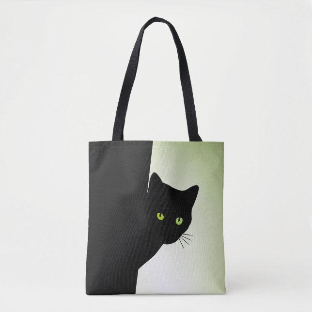 Bolso De Tela Gato negro de ojos verdes (Anverso)