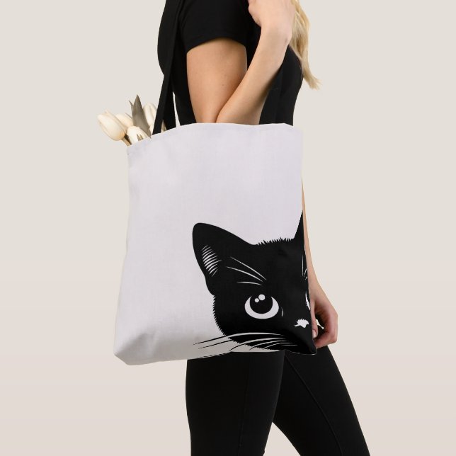 Bolso De Tela Gato negro de peinado suave (Detalle)