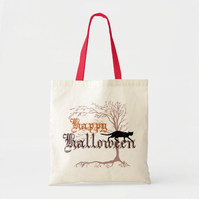 Bolso De Tela Gato negro del feliz Halloween (Frente)