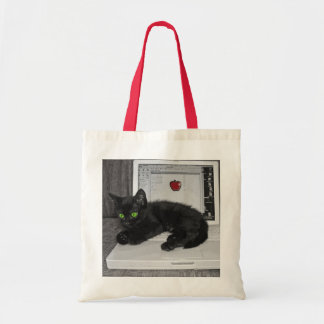 Bolso De Tela Gato negro del Prunella que gandulea en el