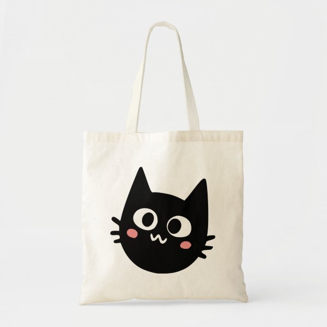 Bolso De Tela Gato negro divertido (Frente)
