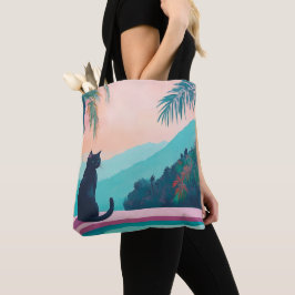 Bolso De Tela Gato negro divertido con naturaleza hermosa