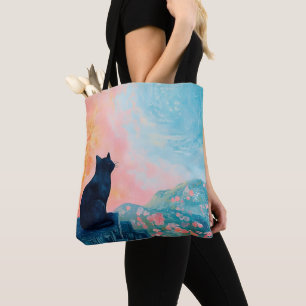 Bolso De Tela Gato negro divertido en la naturaleza