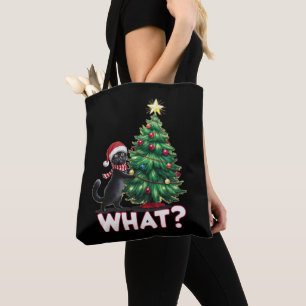 Bolso De Tela Gato Negro Divertido Qué Árbol De Navidad De Navid