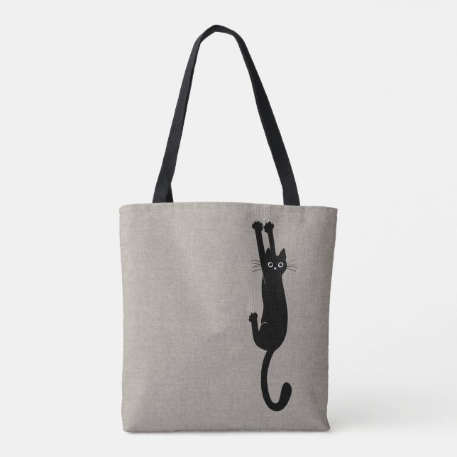 Bolso De Tela Gato negro divertido que cuelga en gatito chistoso (Reverso)