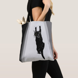Bolso De Tela Gato negro en ascenso