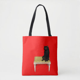 Bolso De Tela Gato negro en el taburete