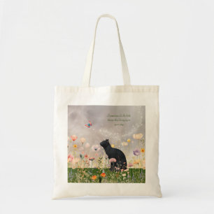 Bolso De Tela Gato negro en flores
