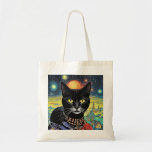 Bolso De Tela Gato negro en la noche 5