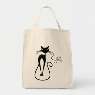 Bolso De Tela Gato negro flaco caprichoso personal