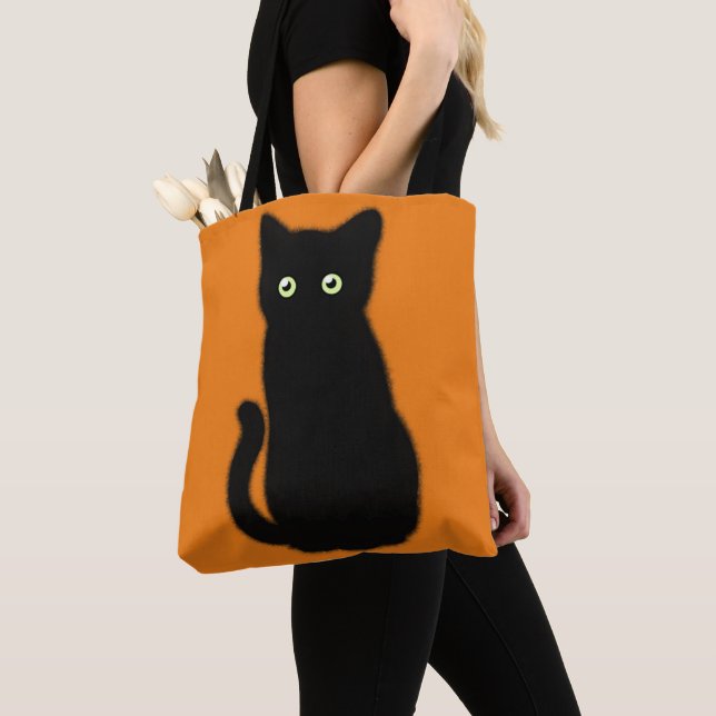 Bolso De Tela Gato negro, gatito lindo, diversión espumocrática (Detalle)