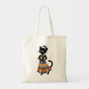 Bolso De Tela Gato negro javanés estético en kebaya tradicional