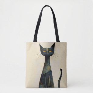 Bolso De Tela Gato negro largo dibujo animado estética linda