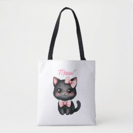 Bolso De Tela Gato negro lindo con reverencia para la decoración
