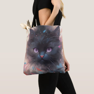 Bolso De Tela Gato negro místico acuarela Gato lindo