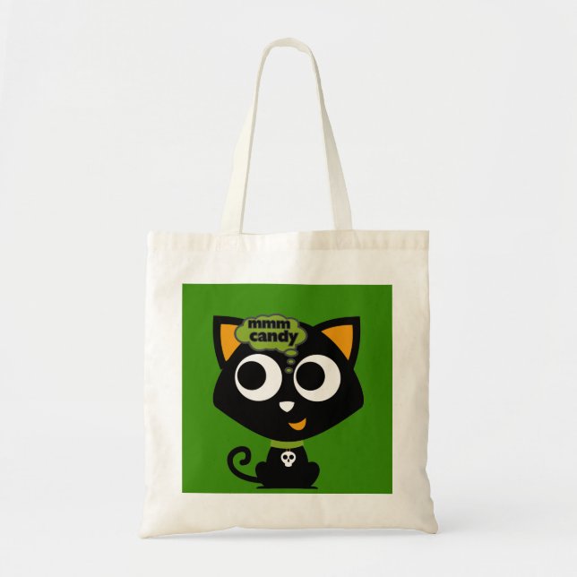 Bolso De Tela Gato negro Mmm Candy Halloween (Frente)