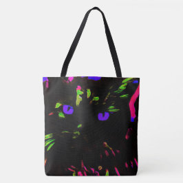 Bolso De Tela Gato negro neón con ojos brillantes