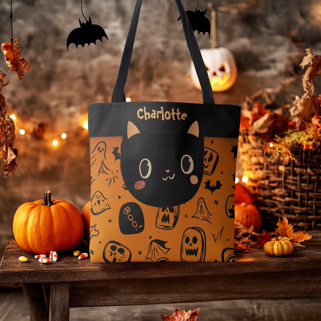 Bolso De Tela Gato negro personalizado Halloween (Subido por el creador)