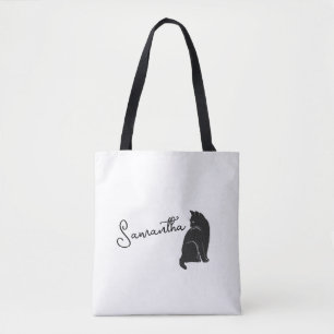 Bolso De Tela Gato negro personalizado mirando hacia atrás
