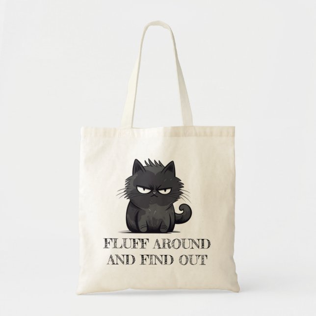 Bolso De Tela Gato negro pusilánime: Fluff Around y Averigua (Frente)