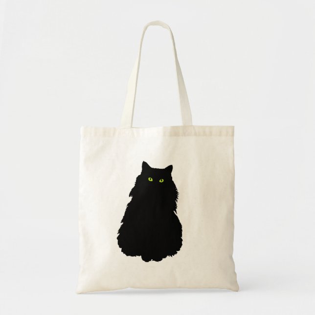 Bolso De Tela Gato negro que se sienta (Frente)