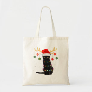 Bolso De Tela Gato negro reno Santa Hat Navidades L