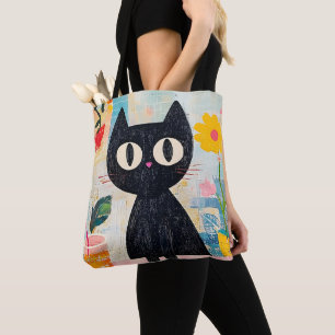 Bolso De Tela Gato negro simple divertido lindo
