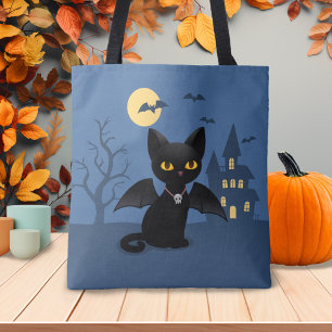 Bolso De Tela Gato negro vampiro de Halloween con alas