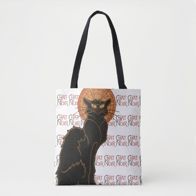 Bolso De Tela Gato negro vintage Le Chat Noir Art Nouveau (Anverso)