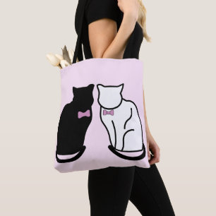 Bolso De Tela Gato negro y blanco