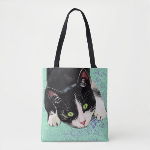 Bolso De Tela Gato negro y blanco del smoking