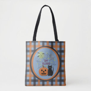 Bolso De Tela Gato negro y calabaza no asusta Halloween