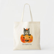 Gato negro y calabaza personalizados de Halloween
