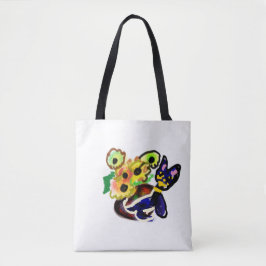 Bolso De Tela Gato negro y girasoles