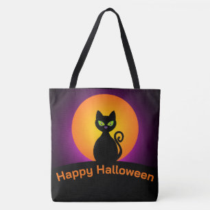 Bolso De Tela Gato negro y luna llena