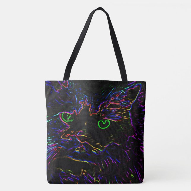 Bolso De Tela Gato Neon Glow (Anverso)