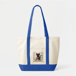 Bolso De Tela Gato noir caprichoso enmarcado por hongos rojos y 
