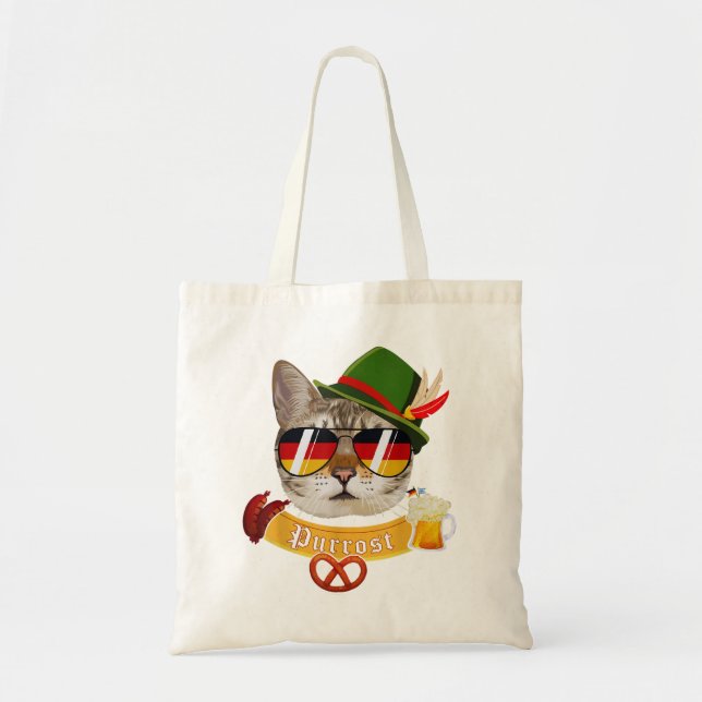 Bolso De Tela Gato Oktoberfest T Funny Prost Pun Purrost (Frente)