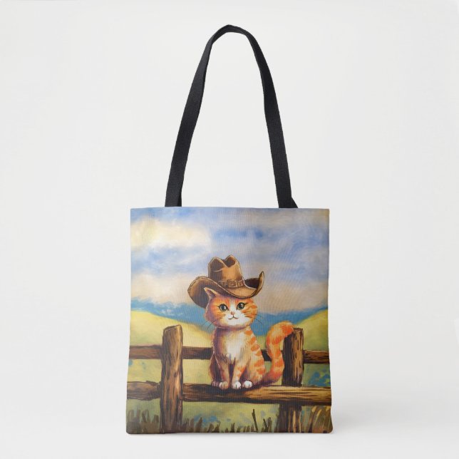 Bolso De Tela Gato papá pintado con acuarela (Anverso)